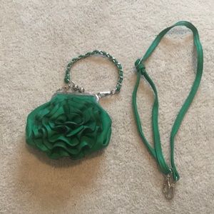 Rosebud green purse/wristlet